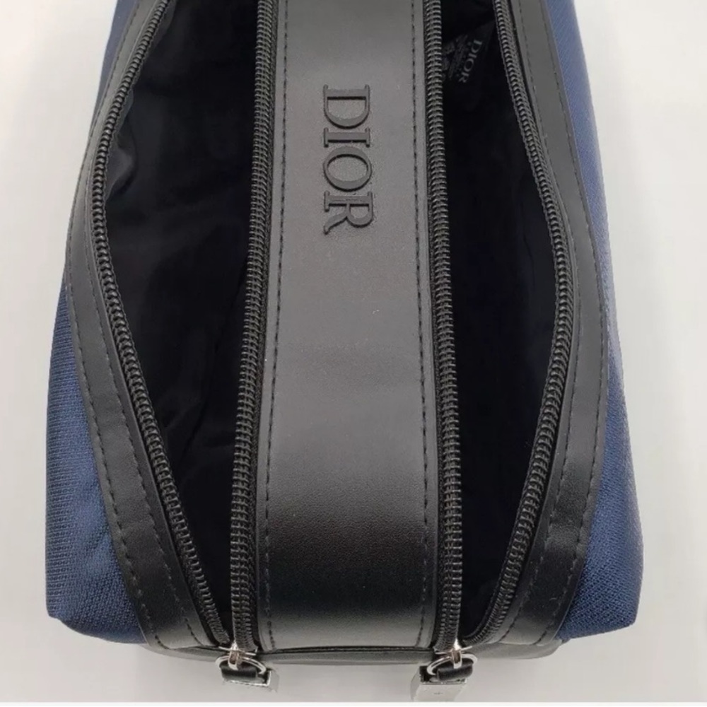 New Christian Dior Navy Blue Nylon Double Compartment Cosmetic Bag - Picture 4 of 10